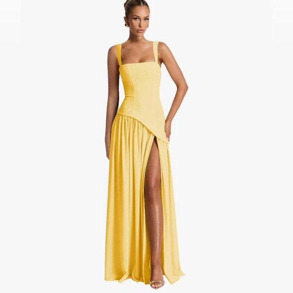 Dresses | Butter Yellow Drop Waist Corset Dress Wedding Guest Or ...